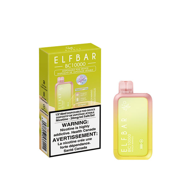 Elf Bar 10000 Puff Peach Mango Rechargeable Disposable Hazetown Vapes Edmonton Alberta
