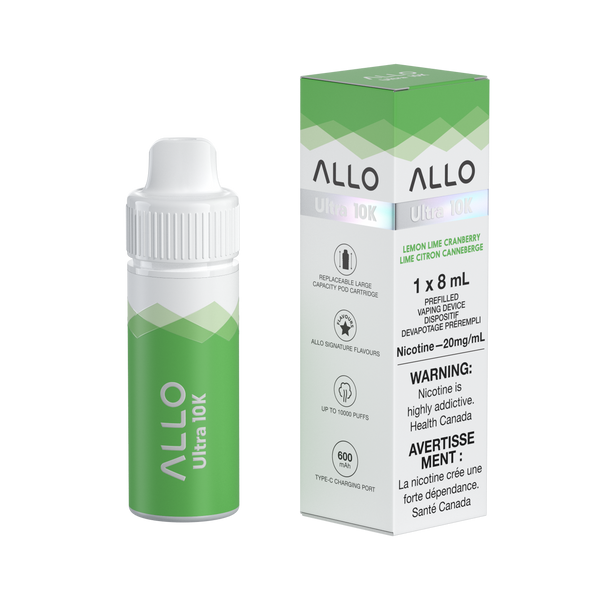 ALLO 10K Lemon Lime Cranberry Hybrid Disposable Pod Starter kit