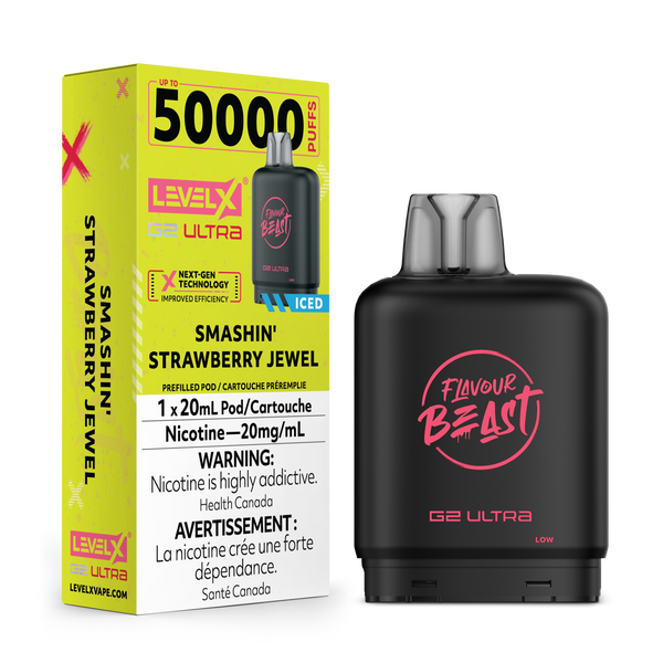 LEVEL X G2 ULTRA POD 50K FLAVOUR BEAST SMASHIN STRAWBERRY JEWEL