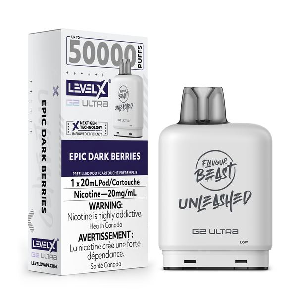 LEVEL X G2 ULTRA POD 50K FLAVOUR BEAST UNLEASHED EPIC DARK BERRIES