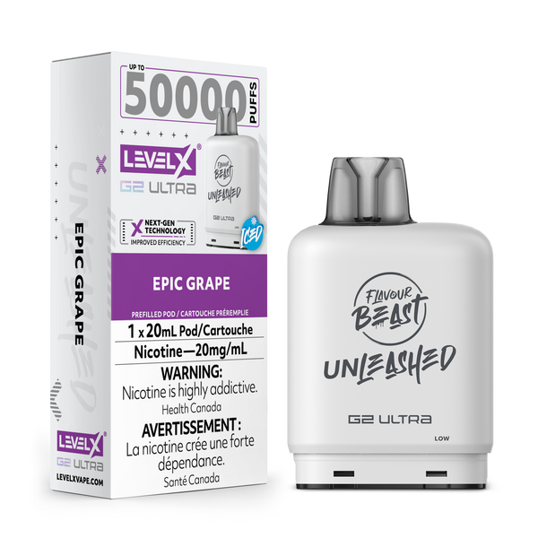 LEVEL X G2 ULTRA POD 50K FLAVOUR BEAST UNLEASHED EPIC GRAPE