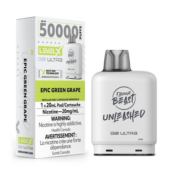 LEVEL X G2 ULTRA POD 50K FLAVOUR BEAST UNLEASHED EPIC GREEN GRAPE