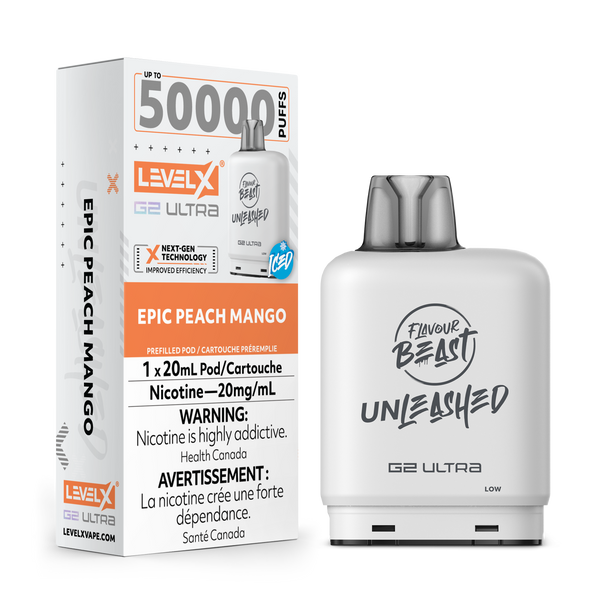 LEVEL X G2 ULTRA POD 50K FLAVOUR BEAST UNLEASHED EPIC PEACH MANGO