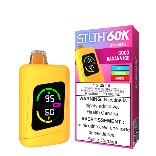 Stlth 60K Coco Banana Ice Yellow device and packaging