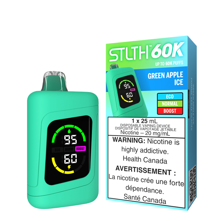 Stlth 60K Green Apple Ice Green device and packaging