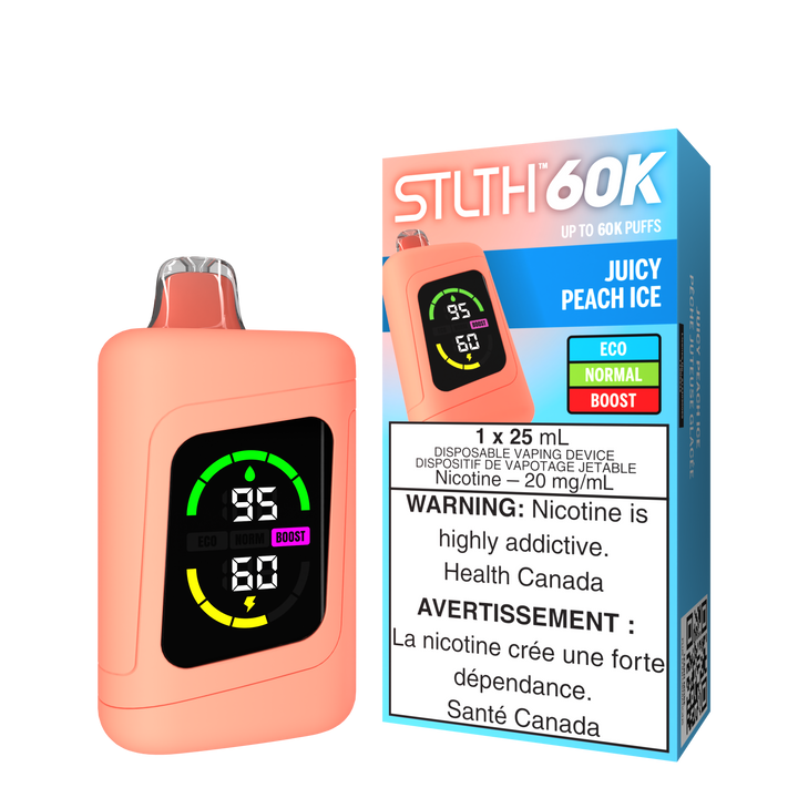 Stlth 60K Juicy Peach Ice Pink device with packaging