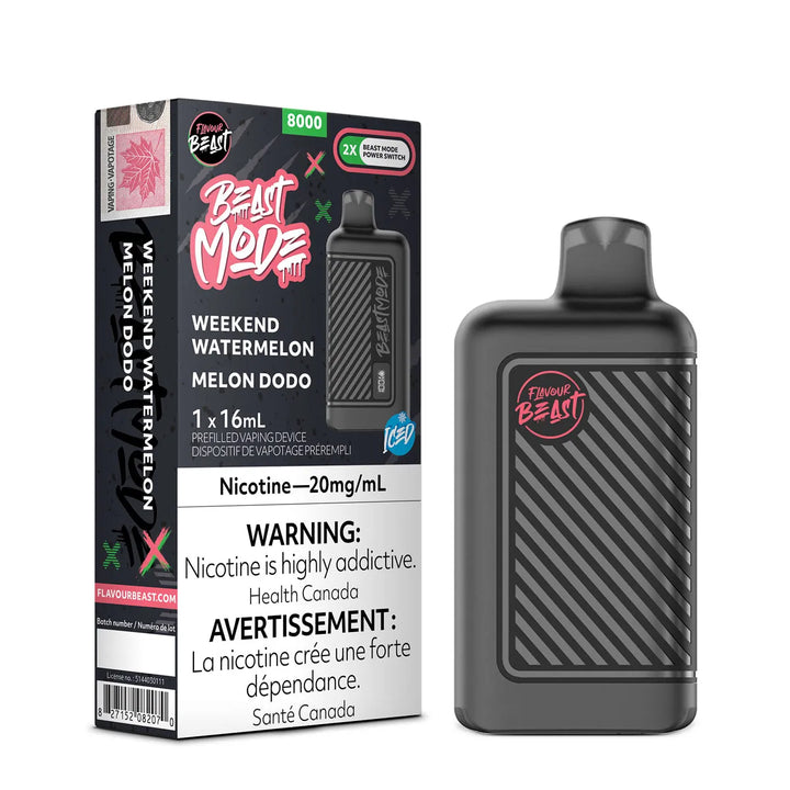 Weekend Watermelon Flavour Beast Mode 8000 Puff Rechargeable Disposable Hazetown Vapes Seattle Washiington