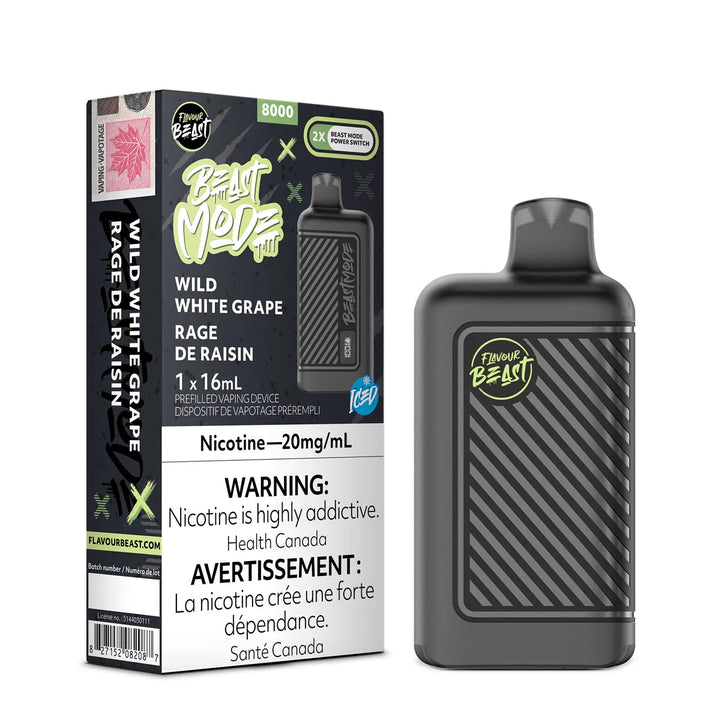 Wild White Grape Iced Flavour Beast Mode 8000 Puff Rechargeable Disposable Hazetown Vapes Toronto Ontario